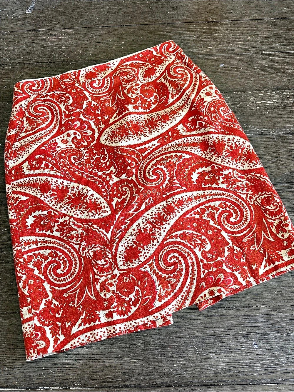 J.Crew No. 2 Pencil Skirt in Raj Paisley Red & White Size 6